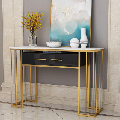 Bàn console, bàn trang trí mặt đá trắng khung sơn vàng Juno sofa CSTCT019 120x30x85 cm nhiều màu lựa chọn