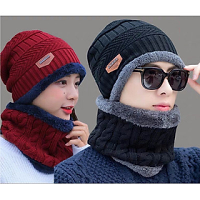 2 KHĂN CHOÀNG CẶP ĐÔI KÈM 2 NÓN MŨ LEN CẶP ĐÔI NAM NỮ DN19112410