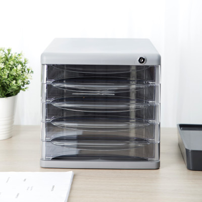 Tủ Tài Liệu 5 Ngăn Deli, Ghi Xám/Đen - E9795