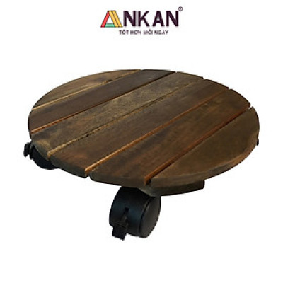 Đế Lót Chậu Cây Có Bánh Xe Thương Hiệu ANKAN, Kệ Để Chậu Cây Cảnh, Có Bánh Xe, Mặt Tròn Bằng Gỗ Tràm, Màu Đen Đường Kính 30 Cm, Tải Trọng 80kg, Thích Hợp Để Đặt Chậu Cây Trong Nhà, Ngoài Trời, Tiện Lợi Di Chuyển