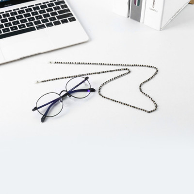 Phụ kiện kính chuỗi dây đeo cổ 2 lớp hạt đen retro thời trang dây đeo khẩu trang quai mũ phụ kiện quần áo