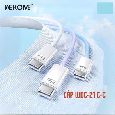Cáp sạc nhanh Wekome WDC-21 C to C 65W bọc dù chống đứt, độ dài 1m akz ( hàng chính hãng)