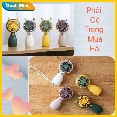 Phụ kiện tiện ích -Quạt mini cầm tay ,quạt để bàn có dây cắm USB ,quạt tích điện kèm tai cực xinh và đáng yêu 