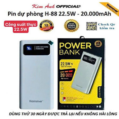 Sạc dự phòng Ham mer H-P88 22.5W - 20.000mAh, Kim Ánh cam kết hàng chính hãng bảo hành 12 tháng