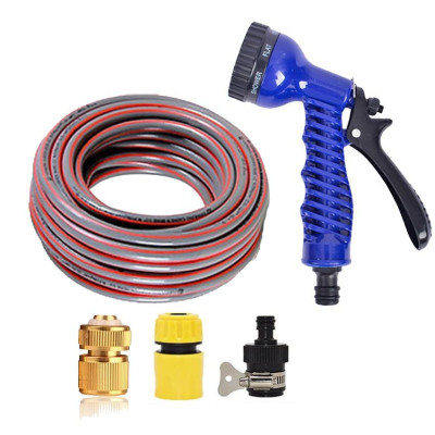 Bộ dây vòi xịt rửa xe, tưới cây, dọn dẹp nhà cửa 7-10m (cút đồng nối nhựa đen) 206843