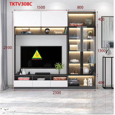 Tủ kệ tivi trang trí phong cách hiện đại TKTV308 - Nội thất lắp ráp Viendong adv
