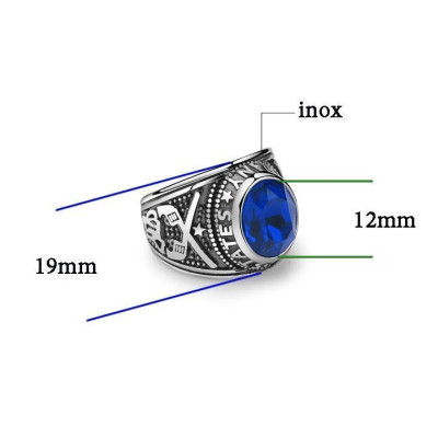 Nhẫn nam titan cao cấp thời trang rẻ đẹp nhẫn mỹ inox thép không gỉ trangsucpt đá xanh dương PTNNA03