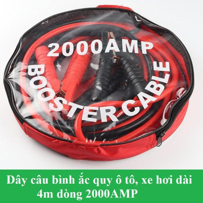 Combo Dây Câu Kích Bình Ắc-Quy Cho Xe Ô Tô 2000AMP Kích Thước 4 mét và Búa thoát hiểm Ô tô đa năng