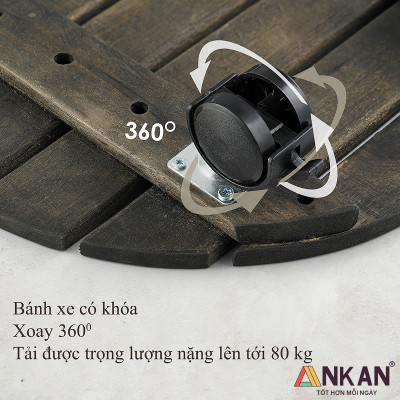 Đế Lót Chậu Cây Có Bánh Xe Thương Hiệu ANKAN, Kệ Để Chậu Cây Cảnh, Có Bánh Xe, Mặt Tròn Bằng Gỗ Tràm, Màu Đen Đường Kính 30 Cm, Tải Trọng 80kg, Thích Hợp Để Đặt Chậu Cây Trong Nhà, Ngoài Trời, Tiện Lợi Di Chuyển