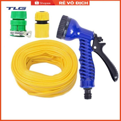 Bộ dây vòi xịt tưới cây, rửa xe 15M (cút nhựa nối nhựa xanh) 206843