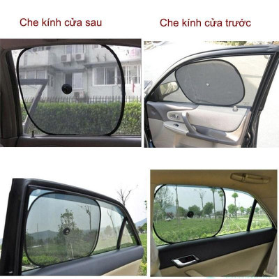 Bộ 2 tấm che nắng cửa kính xe ô tô dạng lưới (màu đen)