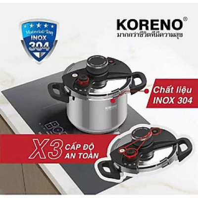 Nồi áp suất Inox 7L Koreno nấu bếp từ bếp ga thiết kế hiện đại an toàn 