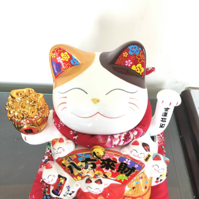 Tượng Mèo Thần Tài vẫy tay chiêu tài lộc 23cm bằng gốm sứ, mẫu giao ngẫu nhiên- Hàng chính hãng