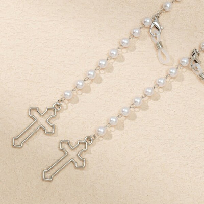 Glasses chain dây đeo gọng kính ngọc trai chữ thập sáng tạo độc đáo Âu Mỹ fashion hot trend dây đeo airpod khẩu trang mask strap holding