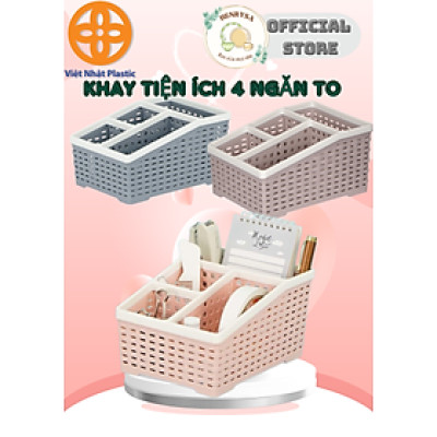 Khay tiện ích 4 NGĂN LỚN, nhựa Việt Nhật - Hàng Việt Nam