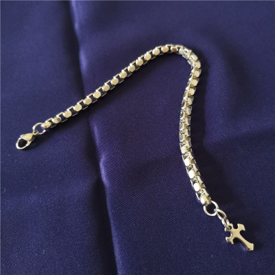 Lắc tay titan hợp kim không gỉ cá tính unisex chữ thập