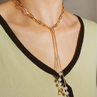 Dây đeo kính phụ kiện mắt kính thời trang mix hạt châu và chuỗi hợp kim không han gỉ phong cách Âu Mỹ