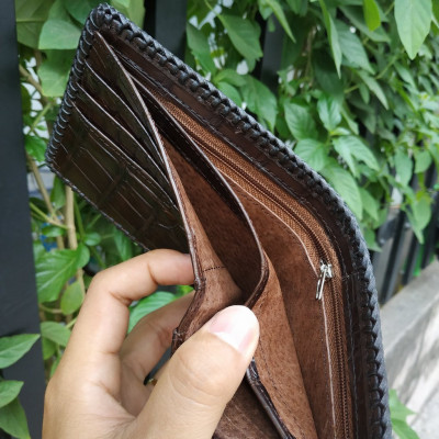 Ví Da Cá Sấu Vây Đuôi 2 mặt Rất Đẹp! ĐAN VIỀN THỦ CÔNG VÔ CÙNG CHẮC CHẮN