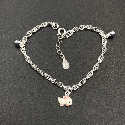 Vòng , Lắc Tay Chân Cho Bé Bạc Ta S99 Dây Xoắn Kép Mix Thỏ Dễ Thương BẠC HIỂU MINH LTE534