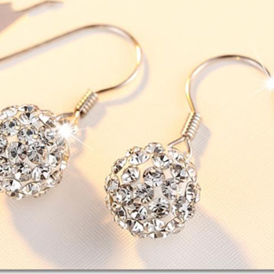 Bông tai bạc nữ trang sức bạc Ý S925 Bạc Xinh Huệ Ngân- Pha lê RYE140773