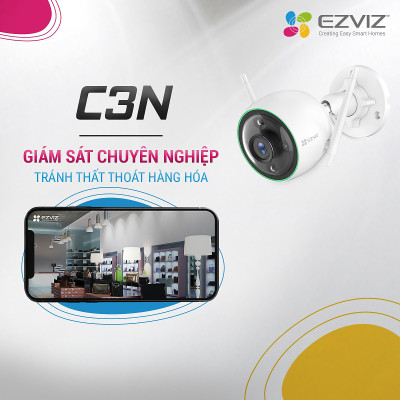 Camera Wifi EZVIZ CS-C3N 2MP FullHD, Có Màu Ban Đêm, Lắp Ngoài Trời - Hàng Chính Hãng