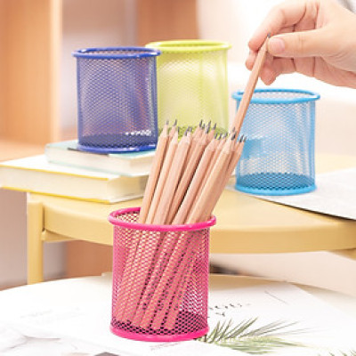 Cốc Cắm Bút Kim Loại Deli, 91X98Mm - Xanh Dương / Hồng / Trắng - 1 Cái - 9153