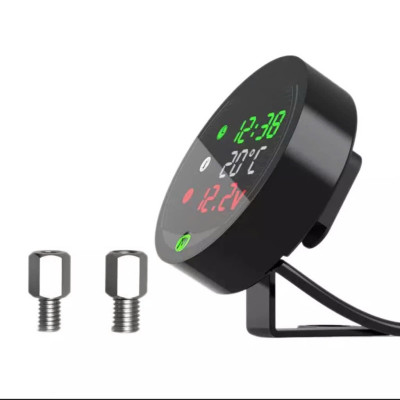 Đồng Hồ Xe Máy Báo Giờ 3in1 Báo Nhiệt Độ, Vôn Ắc Quy Mẫu Mới Loại Tốt, ĐÈN TRANG TRÍ , ĐỒNG HỒ TREO TƯỜNG
