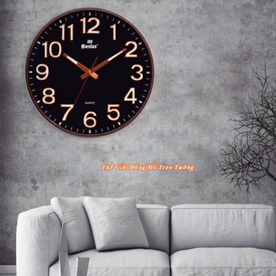 Đồng Hồ Treo Tường Cao Cấp DẠ QUANG EASTAR Mặt Tròn Lớn Viền Mỏng 38cm – Số nổi 3D – Máy NHẬT KIM TRÔI - Tặng Pin Maxell - BH 1 Năm - Treo Tường Decor Trang Trí Nhà Cửa