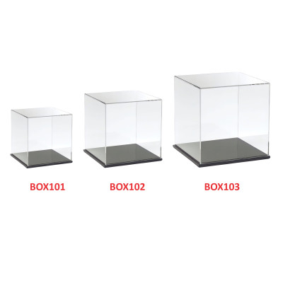Hộp mica Enter BOX103 20x20x20cm mica dày 2mm, đế đen 5mmx2 vuông, Hộp trưng bày mô hình, Hộp mica trong chống bụi
