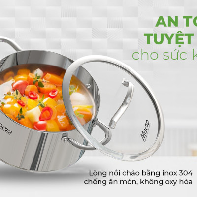 Bộ nồi Inox đa lớp Sunhouse Mama SHG701, Nồi inox 3 lớp nguyên khối dày gấp 4 lần inox thông thường, Hiệu suất bắt từ lên tới 99%, An toàn tuyệt đối cho sức khỏe - Hàng chính hãng