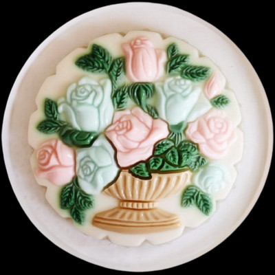 Khuôn rau câu sinh nhật, cưới hỏi hình tròn bình hoa hồng – Mã số 1037