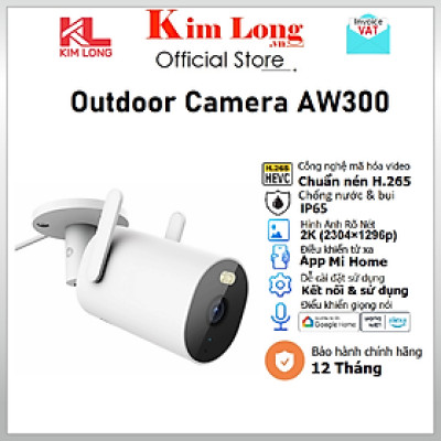 Camera ngoài trời Xiaomi AW300 2K (2304×1296P) IP65, Khẩu độ lớn F2.0 Chuẩn nén H.265, Bản quốc tế - Hàng chính hãng