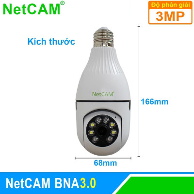 Camera IP WiFi Giám Sát An Ninh NetCAM BNA3.0, Quay quét 360 độ, Độ phân giải 3.0MP, Theo dõi hoạt động trên App ICSEE - Hàng chính hãng