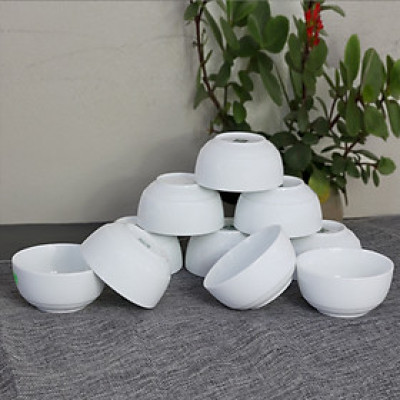 Bộ bát ăn cơm men trắng chính hãng gốm sứ Bát Tràng