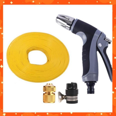 Bộ dây và vòi xịt  tăng áp rửa xe tưới cây 20M (cút đồng nối nhựa đen) 206817