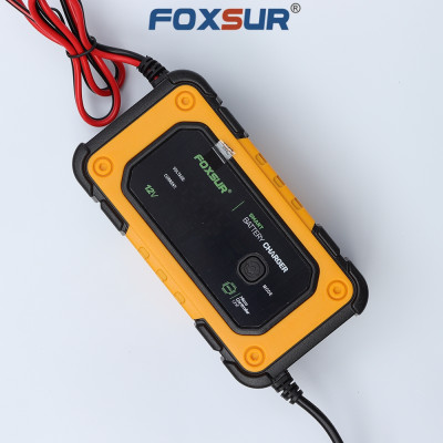 Sạc bình ắc quy Foxsur 7A 12V(4Ah - 140Ah)sạc cho cả pin LiFePO4 tự ngắt khử sunfat chống ngược cực chống chập