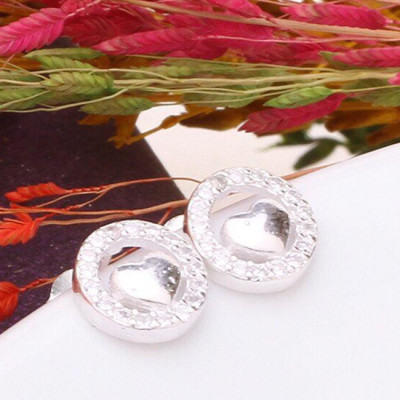 Bông tai bạc nữ trang sức bạc Ý S925 Bạc Xinh Huệ Ngân - Trái tim yêu thương RYE140811
