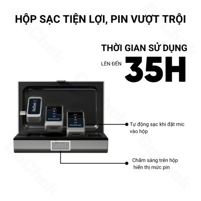 Micro thu âm không dây GoChek Ultra S24, tích hợp 2 chân cắm khi livestream/quay video/ghi âm cho điện thoại/máy tính bảng/PC/Laptop - Hàng chính hãng