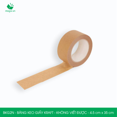 BKG2N - 4.5cm x 35m - 1 cuộn băng keo giấy Kraft da bò mặt trơn không viết được - băng dính kraft đóng hàng
