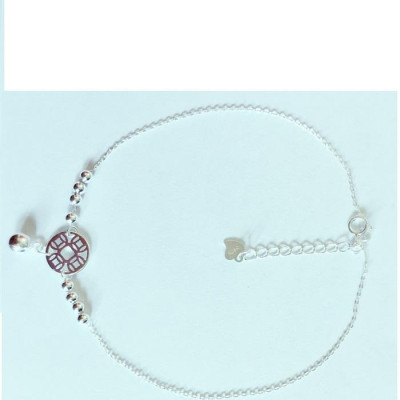 Lắc chân nữ bạc 925 bạc xinh Huệ Ngân - Kim tiền may mắn RYBJ50082