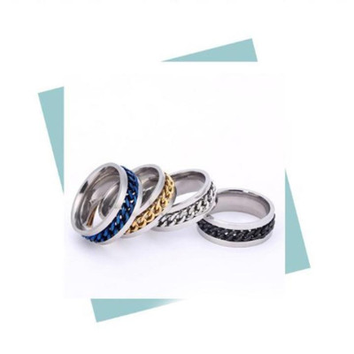 Nhẫn inox phối xích xoay nam nữ nhiều màu cao cấp thời trang thép không gỉ trangsucpt khui bia