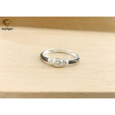 Nhẫn bạc Ý 925 Huệ Ngân -Đính Đá xinh xắn RR1196