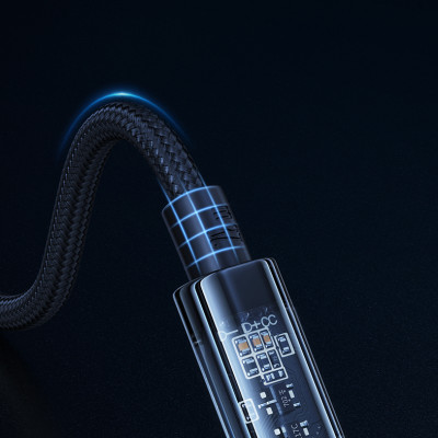 Cáp Pisen Quick Ice Cry.stal PD Type-C to L Explorer 1200mm ( QC-TC01-1200) trong suốt, dây dù chống rối, hàng chính hãng