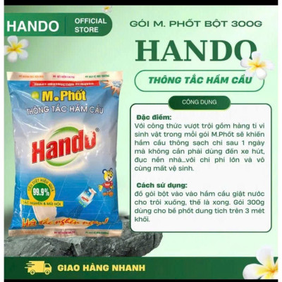Combo 4 gói Bột thông tắc bồn cầu bể phốt Hando 300Gr