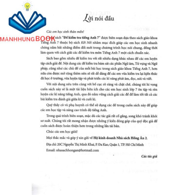 sách - đề kiểm tra tiếng anh 7 (dùng kèm sách giáo khoa kết nối)