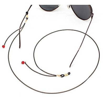 Chuỗi giữ gọng kính chống rơi rớt thất lạc màu đen hạt châu đỏ tua rua sáng tạo