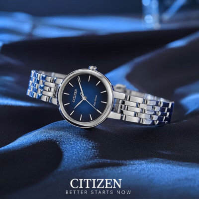 Đồng Hồ Nữ Citizen Eco-Drive Dây Thép Không Gỉ EM0990-81L - Mặt Xanh (Sapphire)