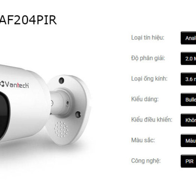 Camera hồng ngoại cảm biến PIR AHD VPH-AF204PIR - Hàng chính hãng