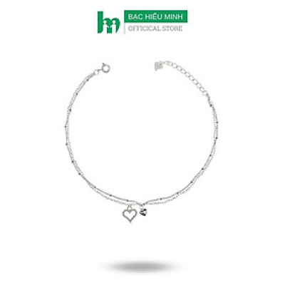 Lắc Chân Nữ Bạc 925 Dây Kép Trái Tim Bạc Hiểu Minh LC240