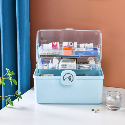 Hộp Thuốc Y Tế Gia Đình Hộp Thuốc 3 Tầng Mở 180 Độ Có Quai Xách Tiện Lợi Giao Màu Ngẫu Nhiên